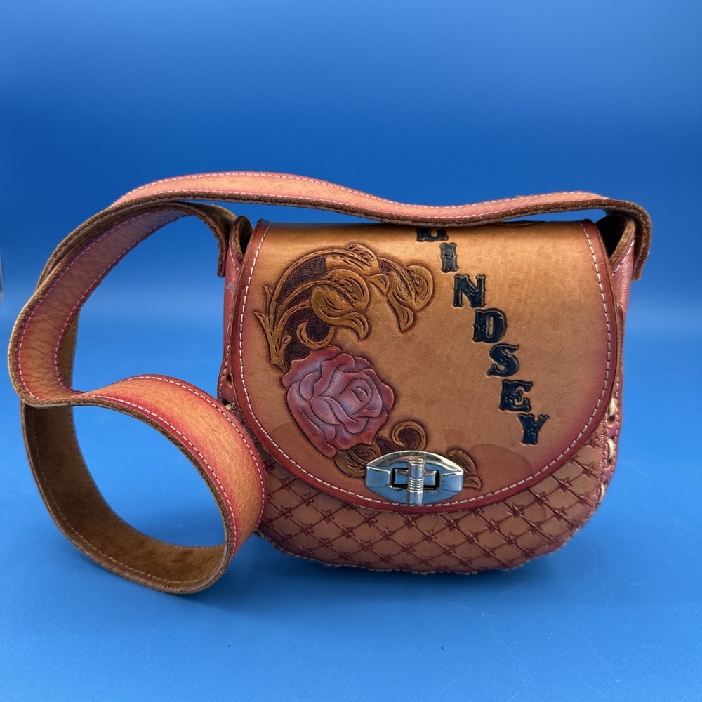 Genuine Leather Rose Tooled Shoulder‎ Bag "Lindsey"